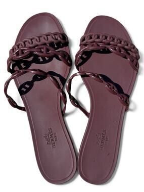 Hermes Island Chaine d’Ancre Jelly Sandals 39 Violet Iris Luxury Designer GUC 9